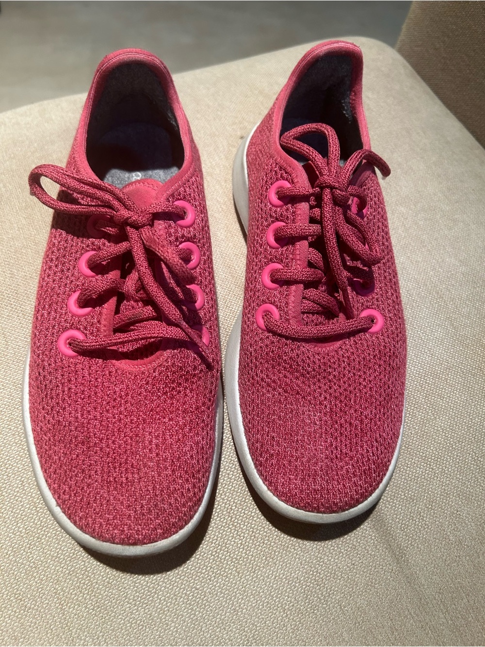 allbirds Women's Pink Knit Lace-Up Sneakers